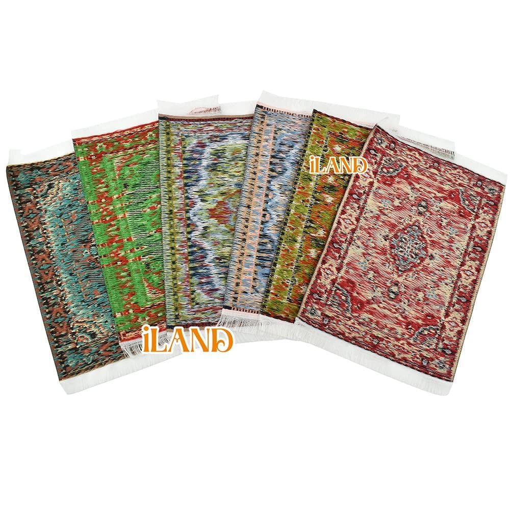 iland Miniature Dollhouse Woven Rugs Set – 2pc Spring, 1:12 Scale (9.4x5.7 in & 9.2x1.8 in)