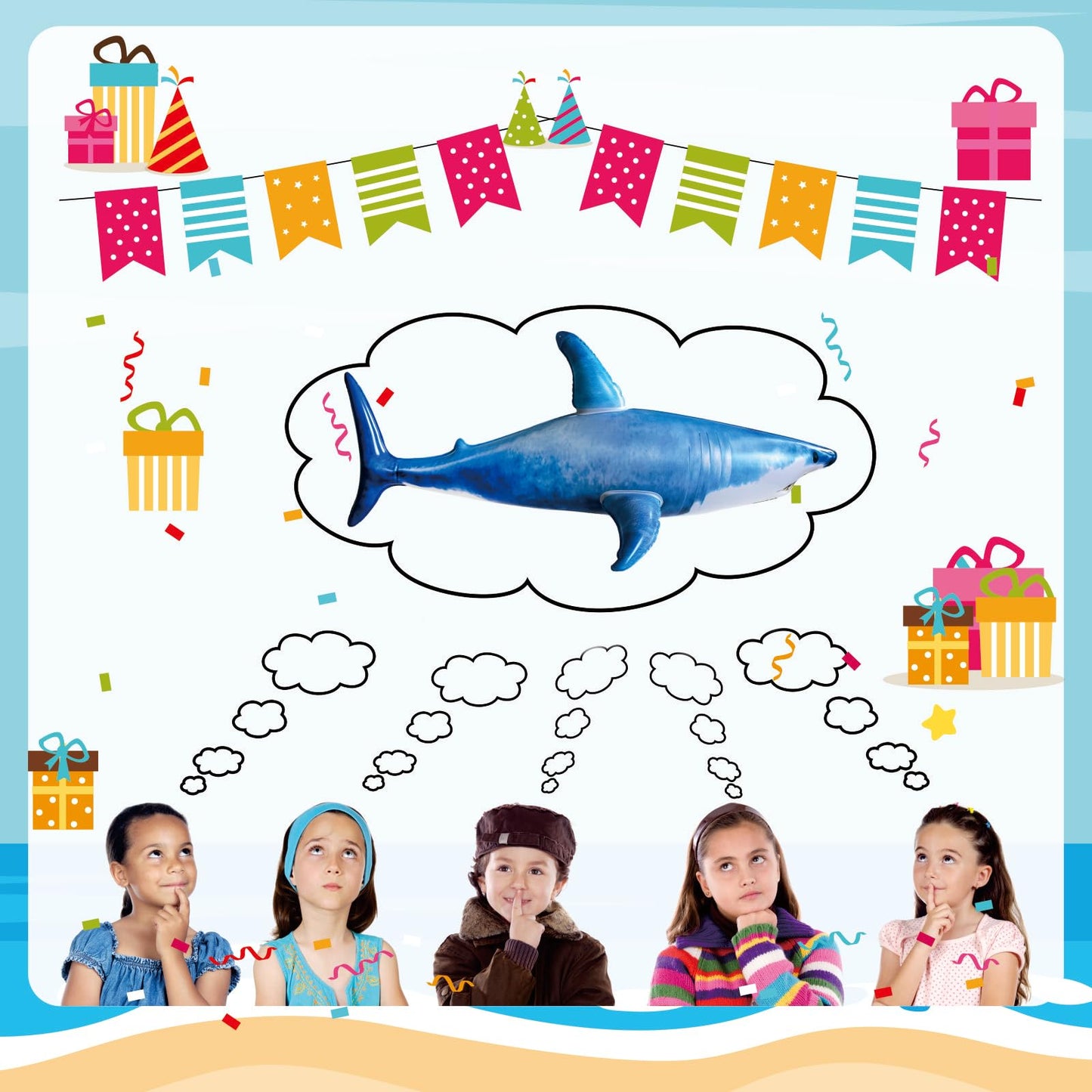 ILEISURELY Extra Large 79in Inflatable Shark Pool Toy | Pool Party Decor & Gift