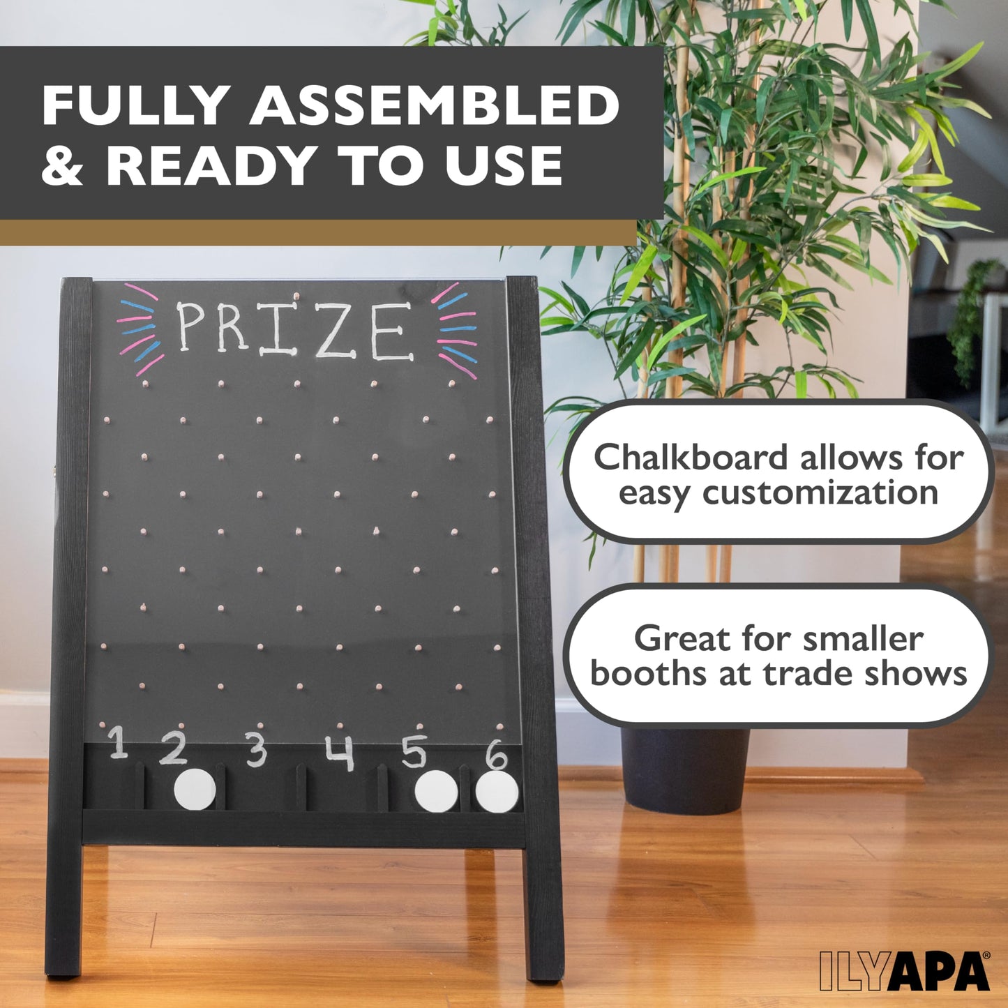Ilyapa Board Large Prize Drop Game – 21 x 30 Double-Sided Trade Show Board with A-Frame Chalkboard