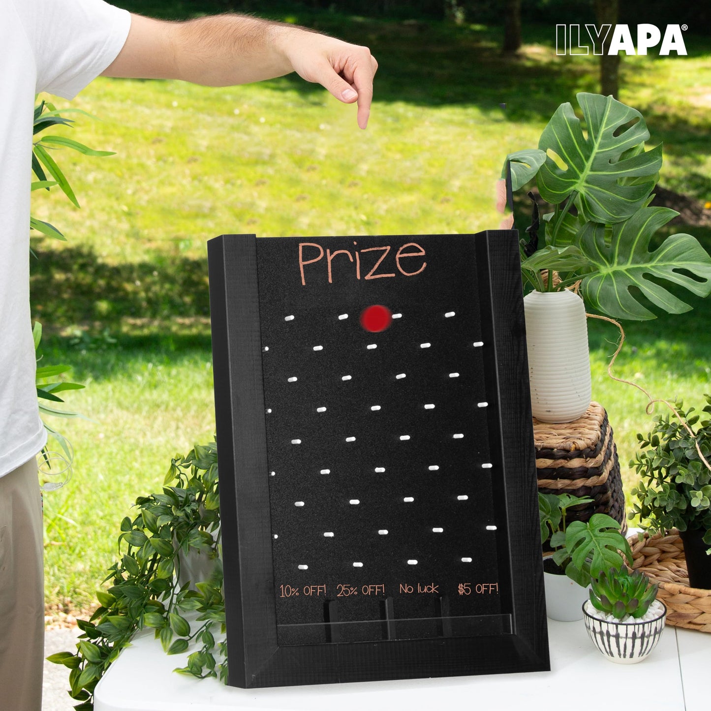 Ilyapa Prize Drop Board - 13x17 Inch Tabletop Trade Show Game with Wooden A-Frame Sign