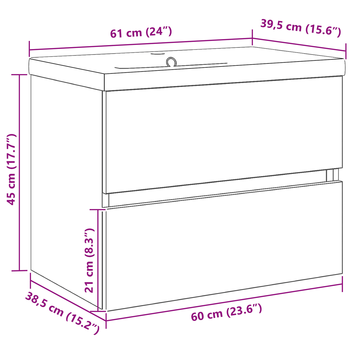 Sink Cabinet with Built-in Basin Black Oak Engineered Wood