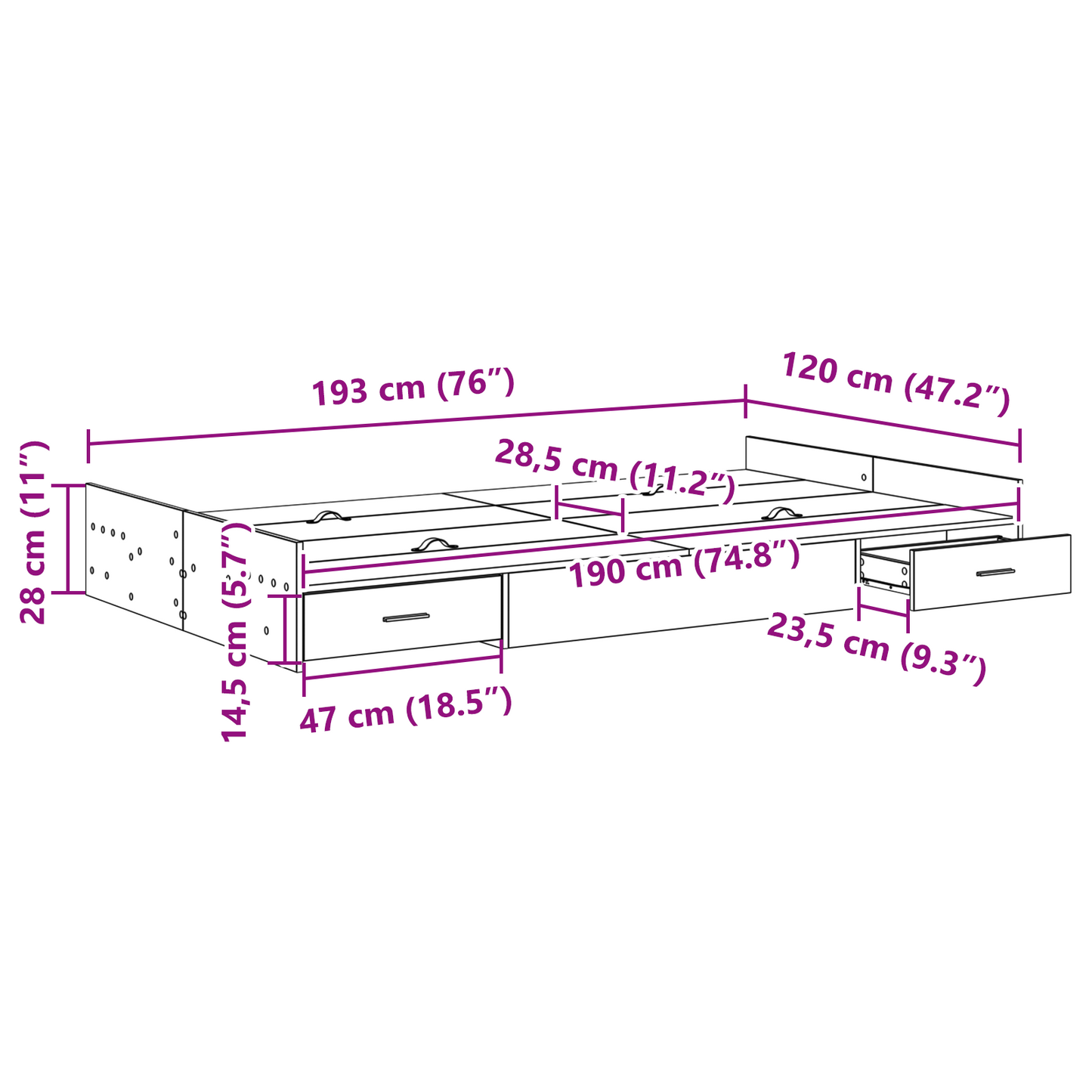 Storage Bed Frame Old Wood 120x190 cm Engineered Wood
