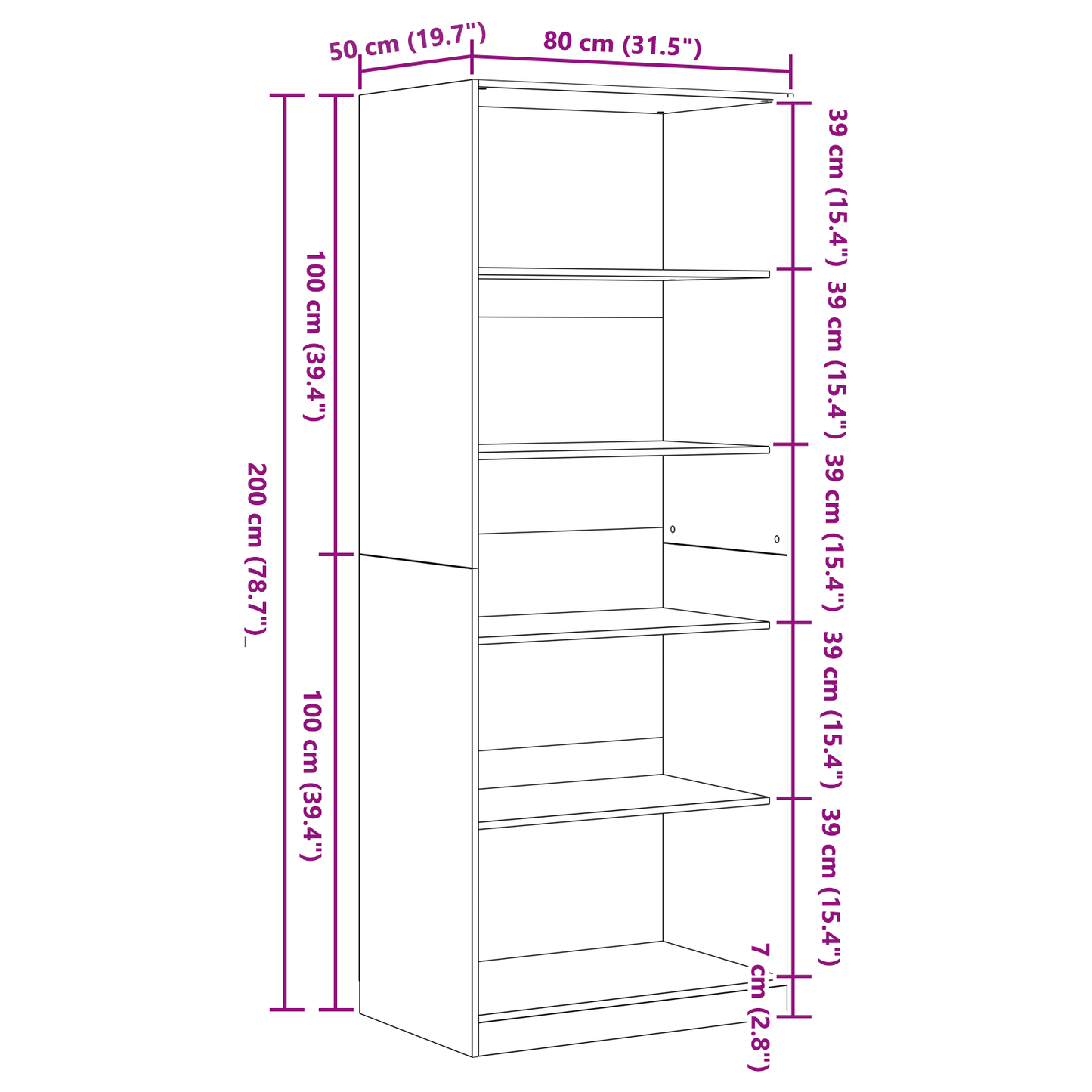 Wardrobe Black Oak Set of 2 Black oak Particle board