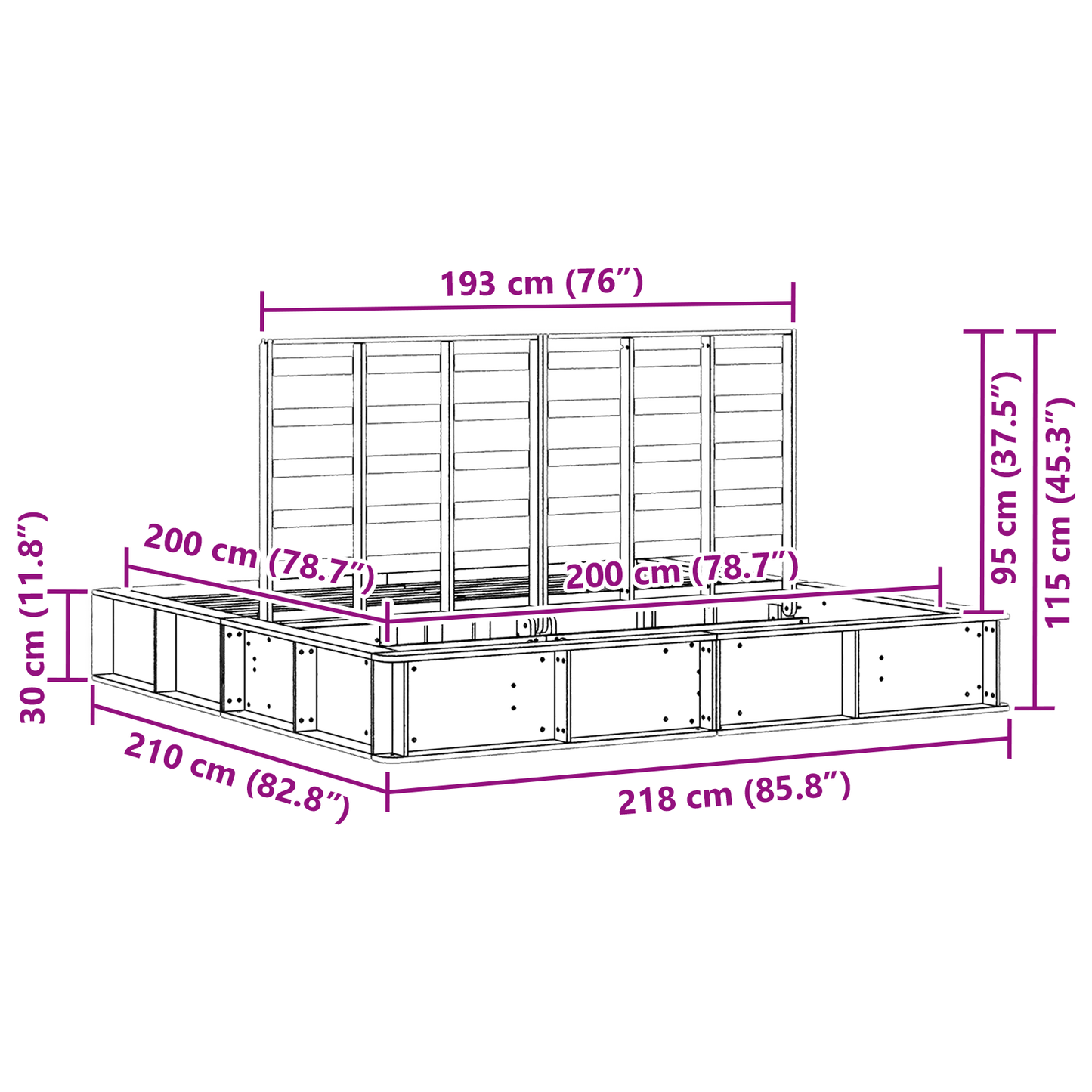 Bed Frame with Lift-up Storage Wax Brown 180x200 cm Solid Wood Pine