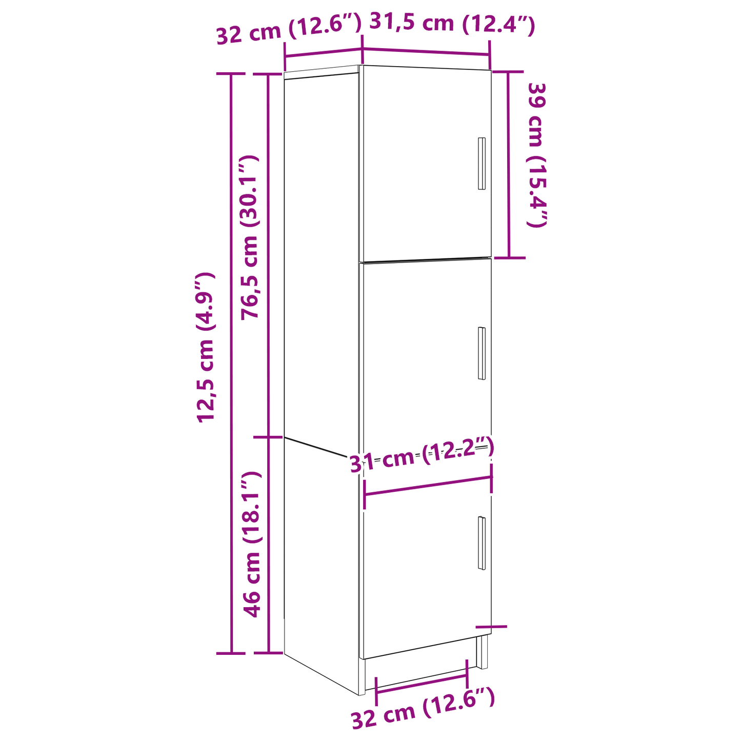 Highboard White 31.5 x 32 x 124 cm Engineered wood