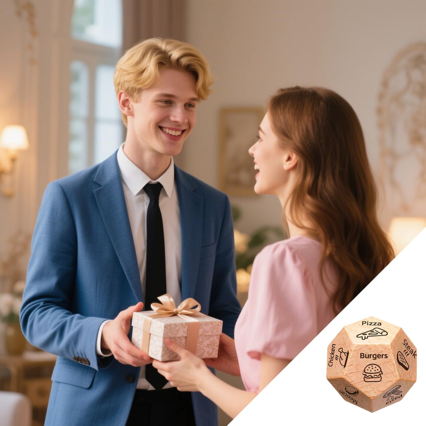 Infanote Valentines Food Decision Dice for Date Night – Romantic Wooden Dinner Decider