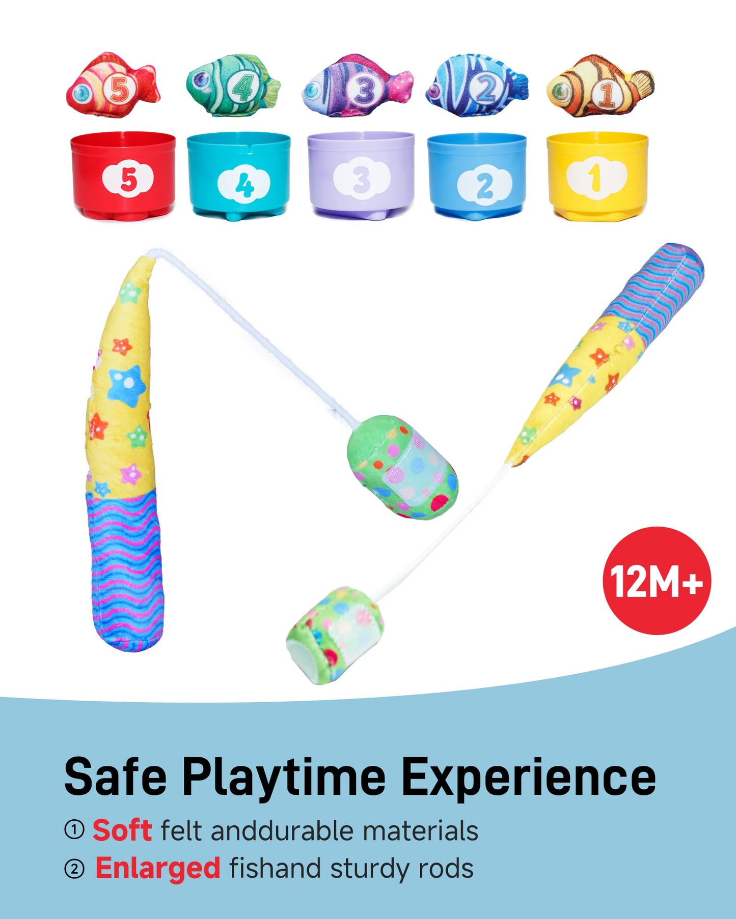 Infinno Count Learning Montessori Toys – 15 Fish, 5 Cups, 2 Rods for 1–3 Year Olds