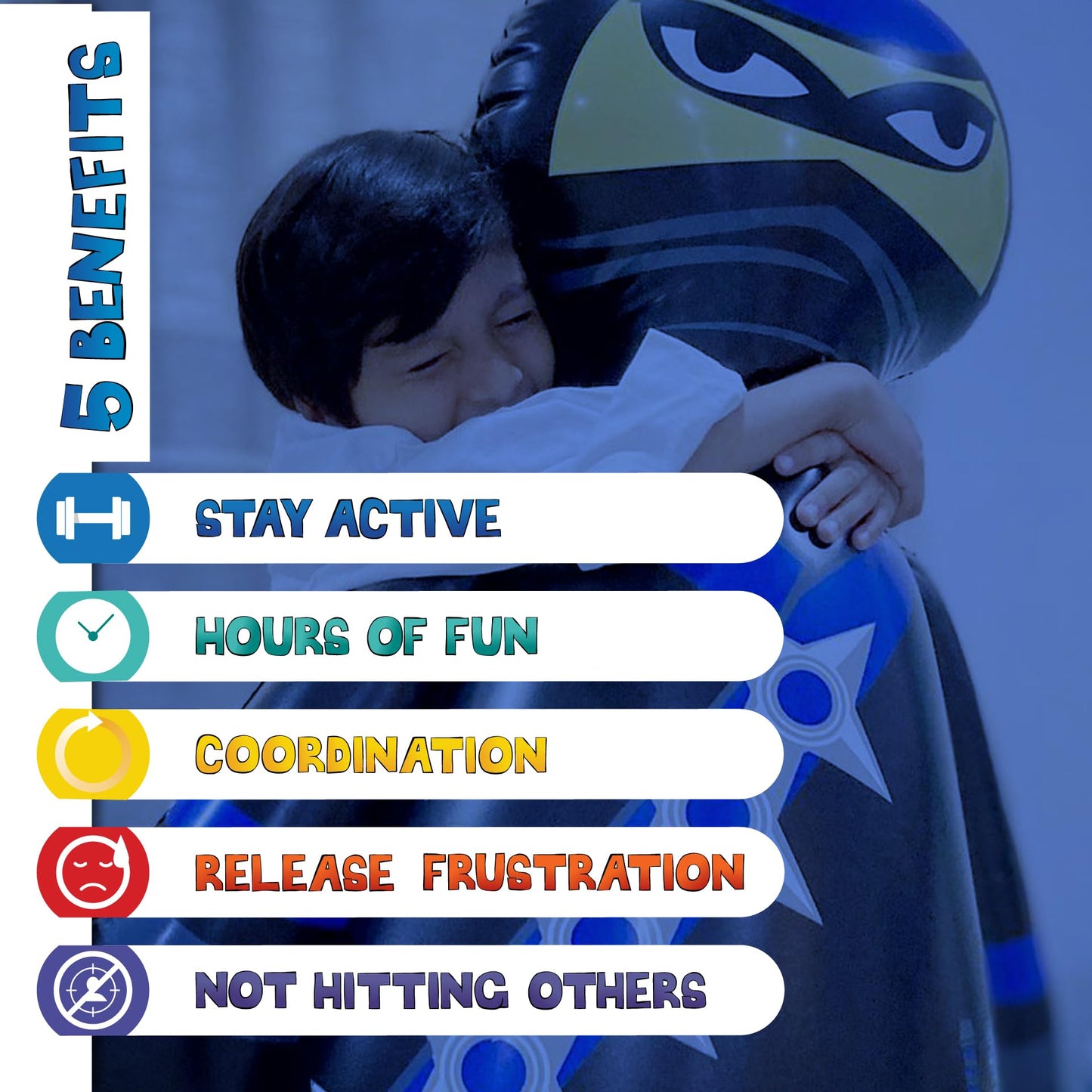 Inflatable Dudes Ninja Toy 47 Inches – Kids Punching Bag, Sand-Filled Bopper for Ninja Parties