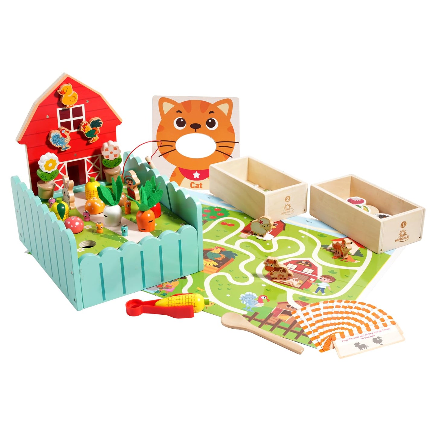 INIFEIDALA Montessori Farm Toy for Toddlers – Fine Motor Skills & Early Learning | Wooden Educational Toy