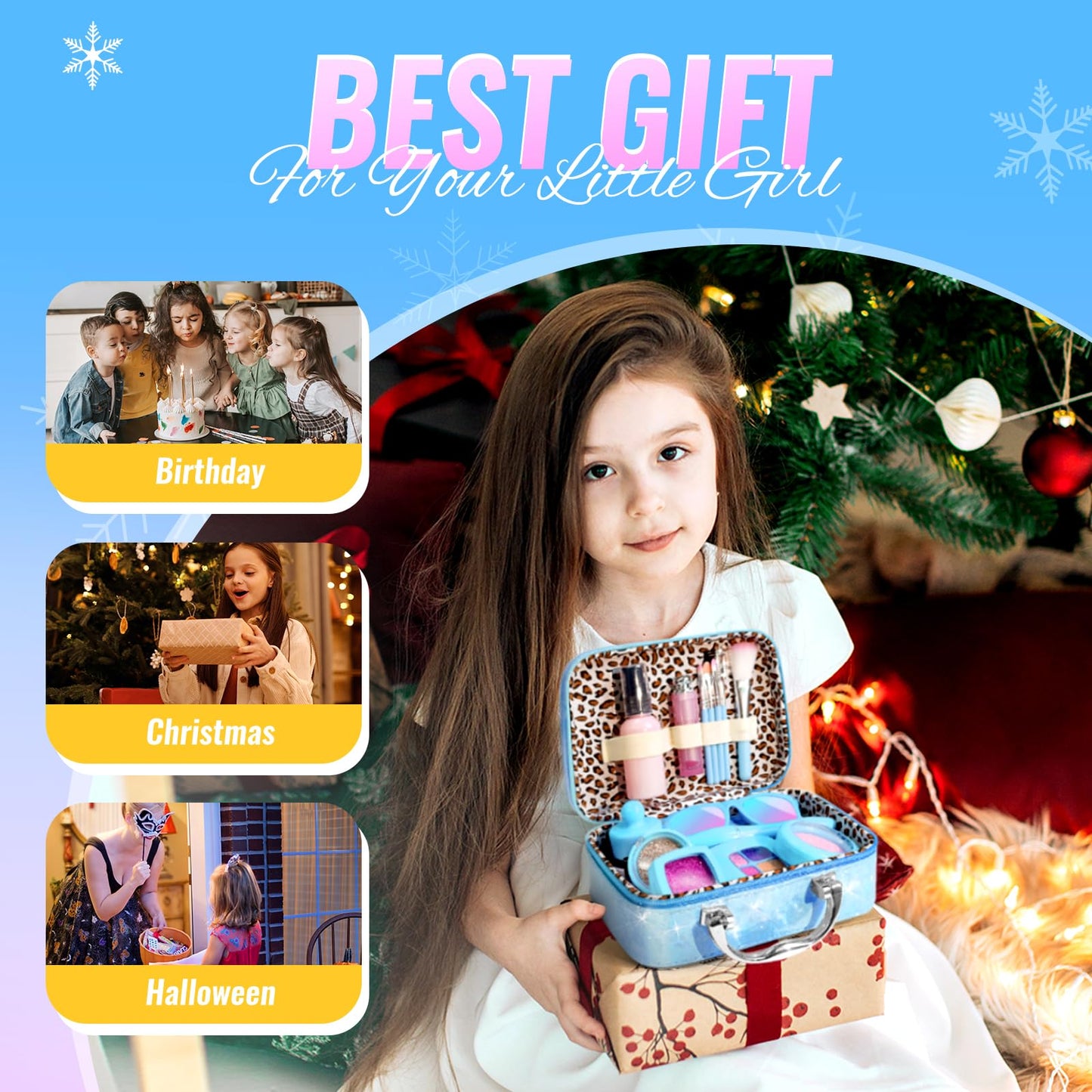 INNOCHEER Pretend Makeup Kit for Toddlers Not Real Makeup – Frozen Toy Set for Girls