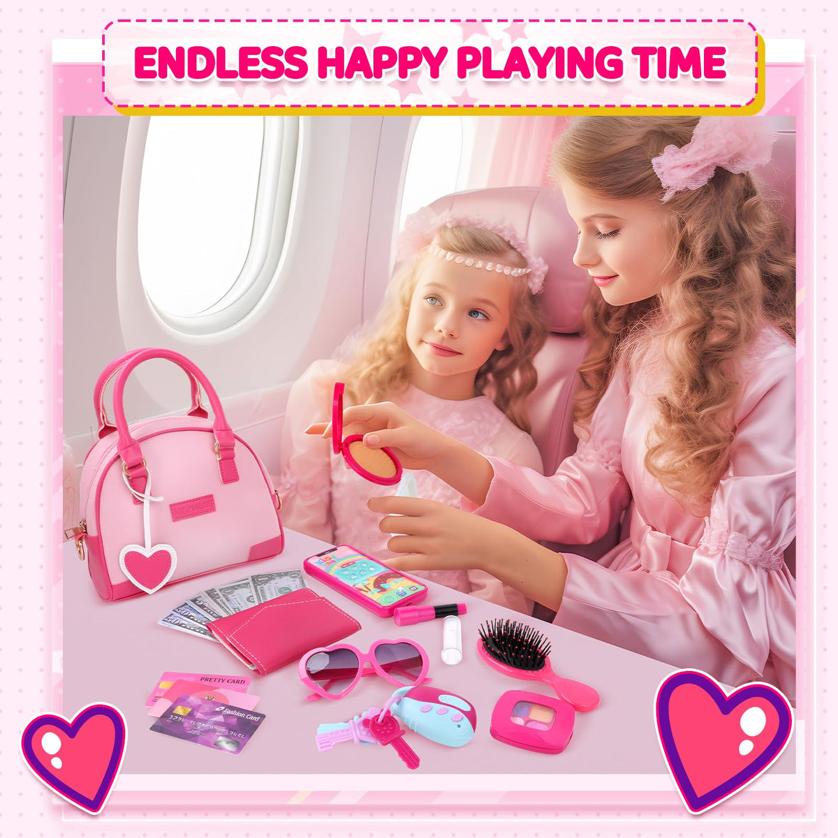 INNOCHEER Little Girls Purse – Pretend Makeup Kit & Dress-Up Toy for Ages 3-8