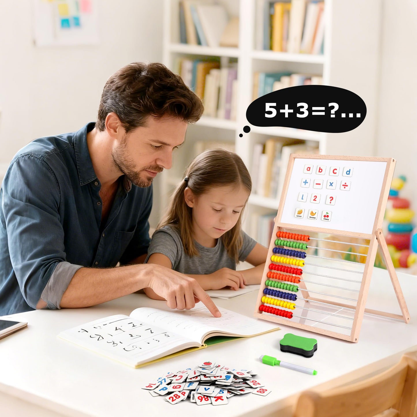 INNOCHEER 3-in-1 Abacus, Magnetic Letters & Fridge Magnets for Kids | Educational Learning Toy