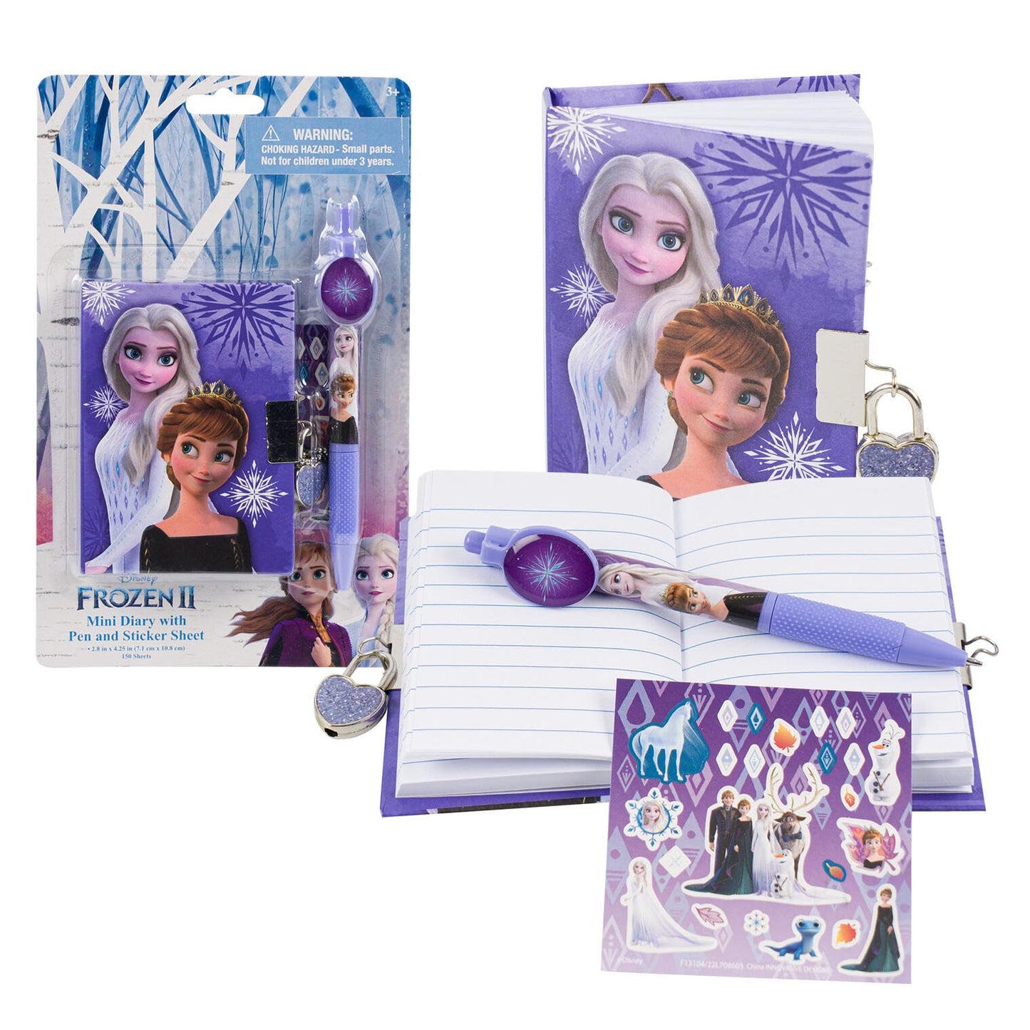 Innovative Designs Frozen 2 Mini Diary with Stickers and Pen — 150-Page Lined Journal