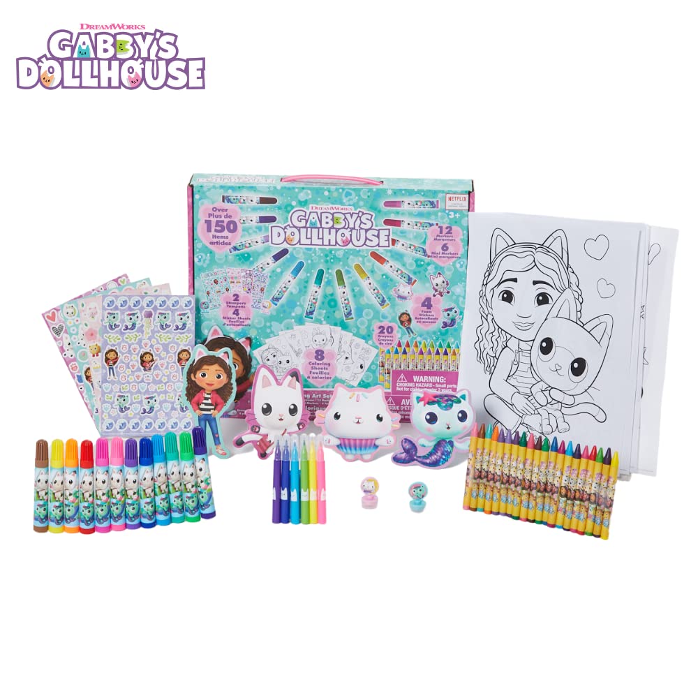 Gabby's Dollhouse Coloring Art Set for Kids – Stickers & Stampers | 150+ Pieces | Innovative Designs