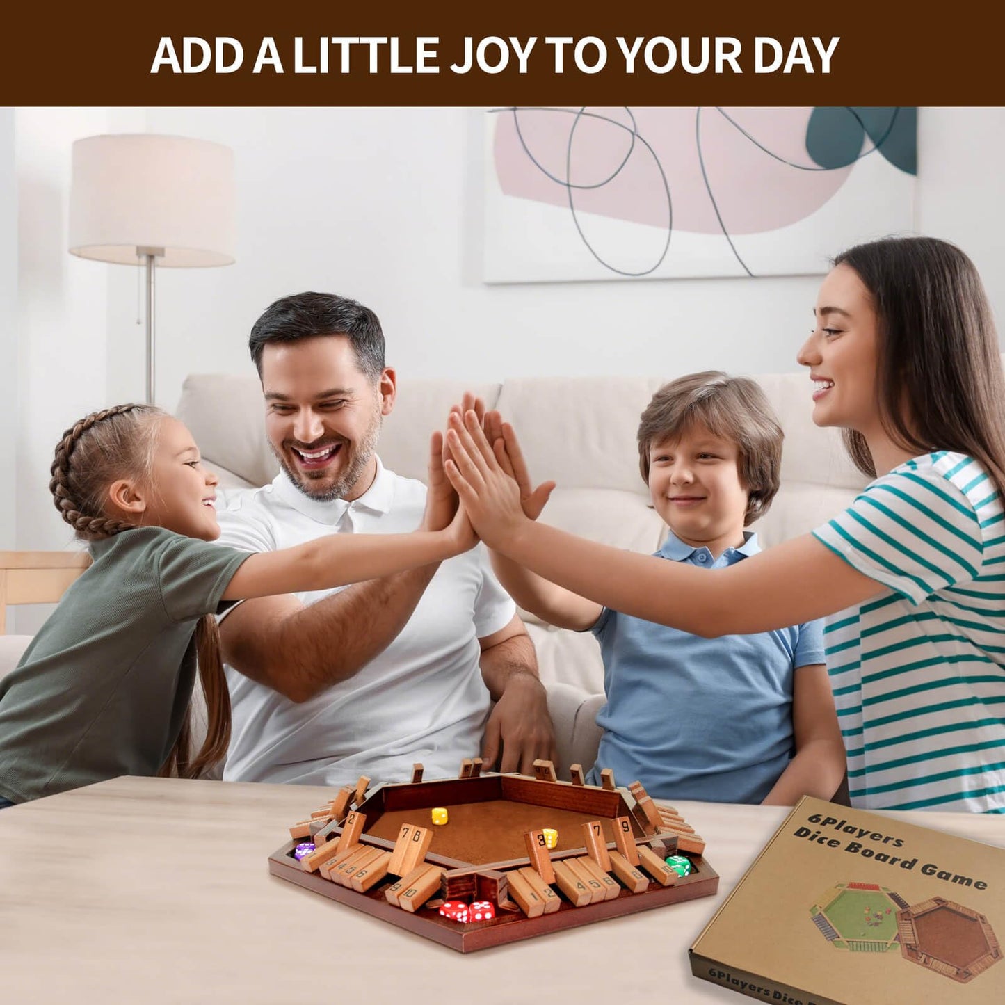 INNOVJOPRO Shut The Box Game – 6-Sided Wooden Box with 16 Dice