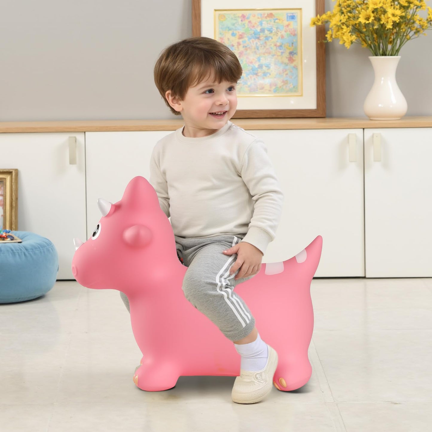INPANY Bouncy Horse & Dinosaur Hopper — Inflatable Toddler Ride-On for Indoor & Outdoor Fun