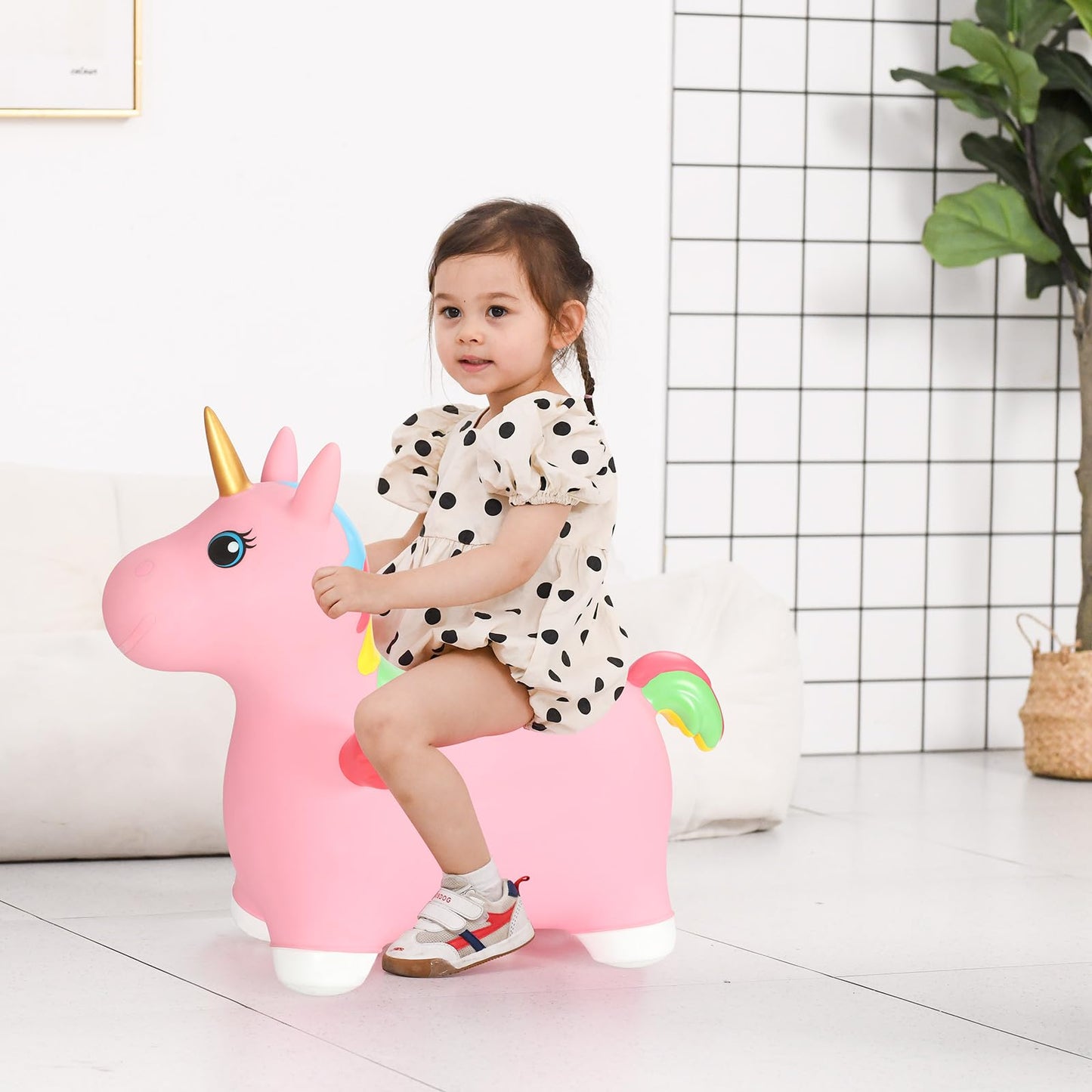 INPANY Unicorn Bouncy Horse – Toddler Ride-On Toy for Indoor & Outdoor Play