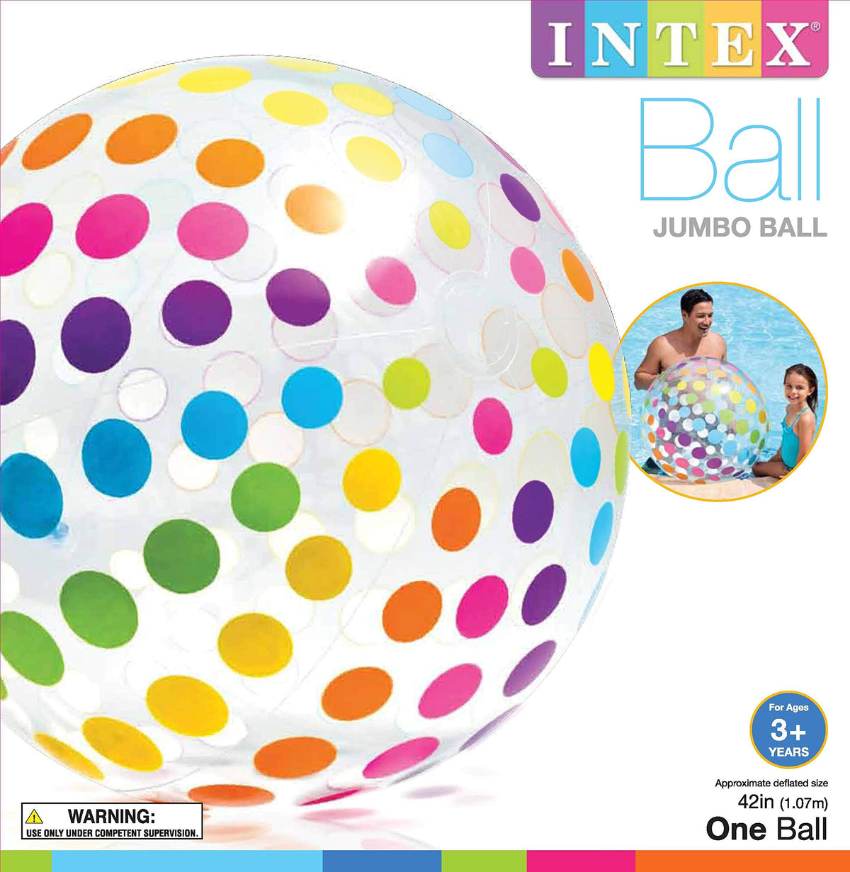 Intex Jumbo Ball 42-Inch (Pack of 2) | 2-Pack Transparent Beach & Pool Ball