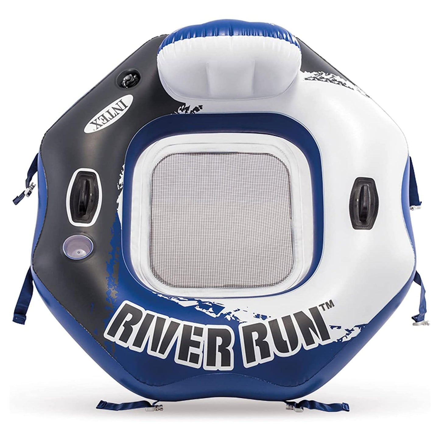 Intex 58854EP River Run Connect Inflatable Floating Lounge — Backrest, Cup Holder, Durable Handles, Connectors | 220 lb Capacity