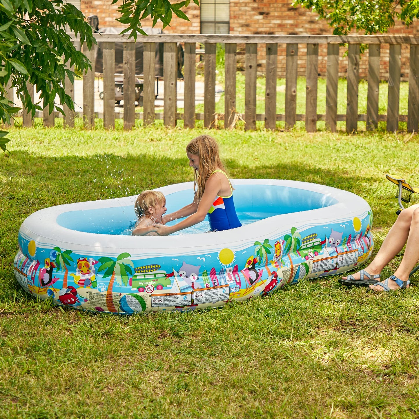 Intex Swim Center Paradise Seaside Inflatable Kiddie Pool – 8.5 ft x 5.25 ft x 18 in