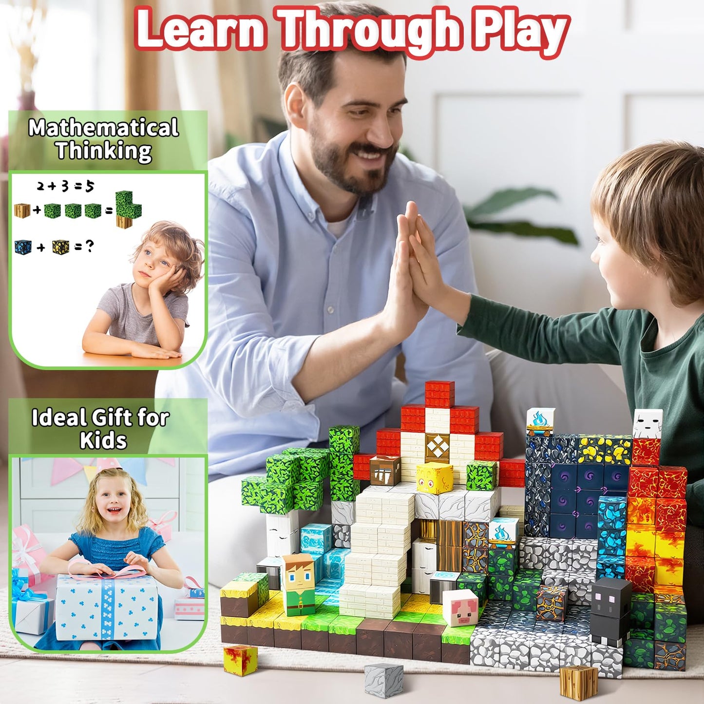 Intoypad 300PCS Magnetic Blocks – 0.8in STEM Building Toys for Kids 3-10