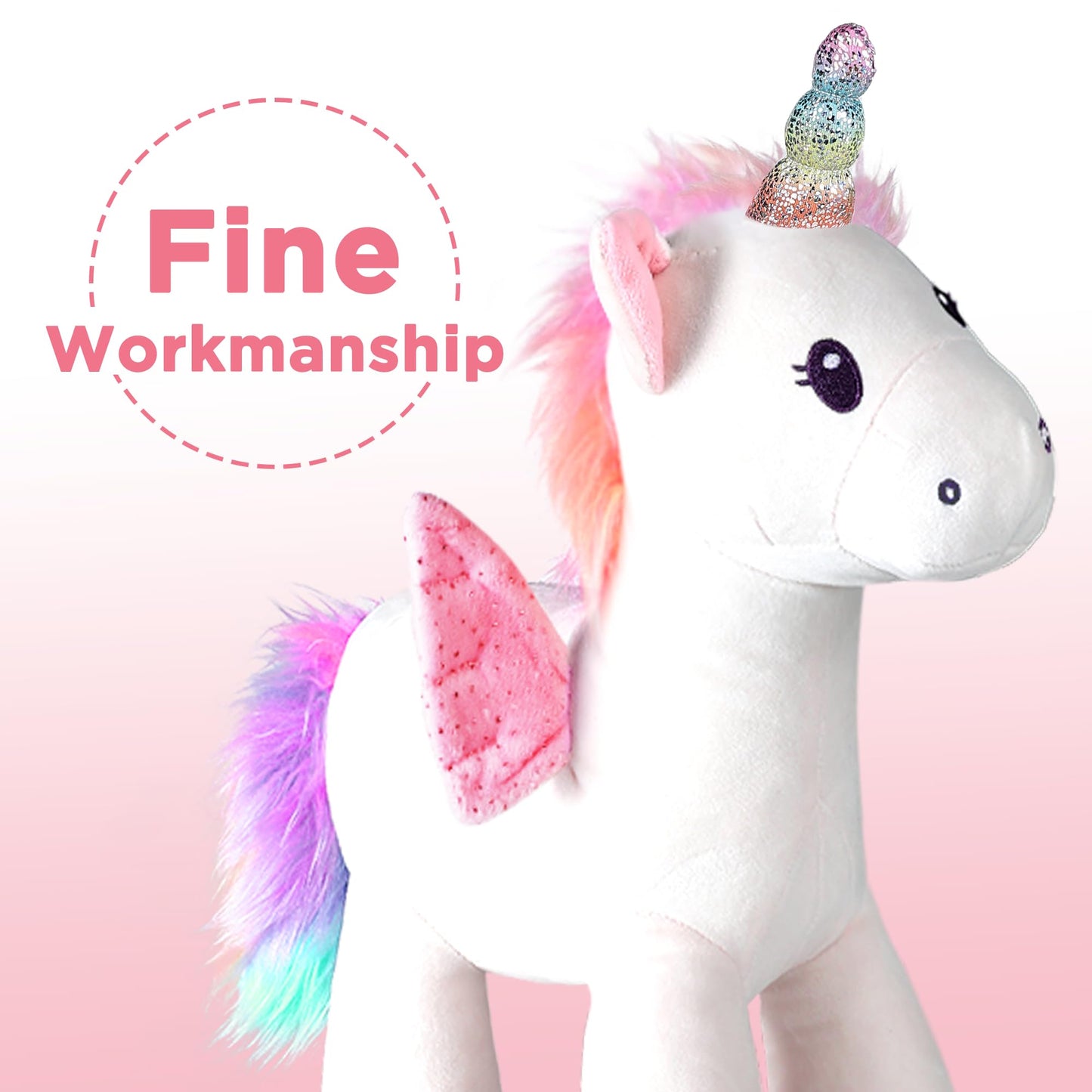iPlay iLearn Plush Magic Unicorn Toy with Wand – Lights, Sounds & Interactive Play