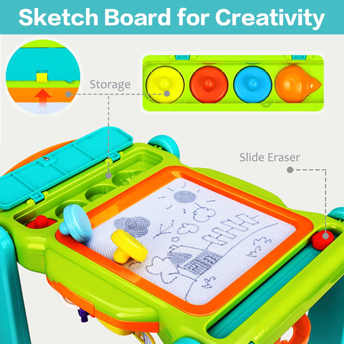 iPlay iLearn 3-in-1 Baby Walker & Activity Table – Lights & Sounds