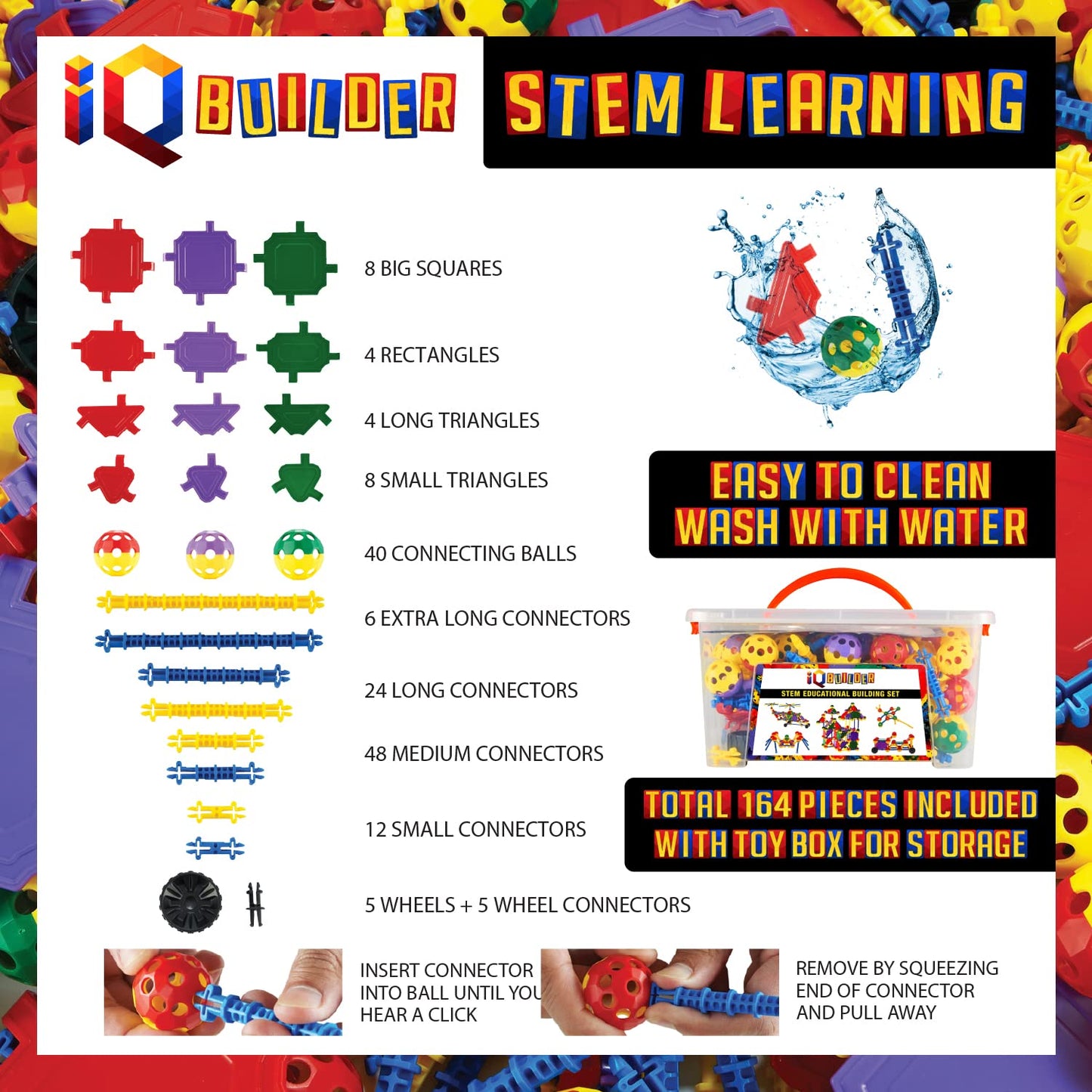 IQ BUILDER STEM Learning Toys - Creative Construction Kit for Ages 3-10 | Educational Building Blocks
