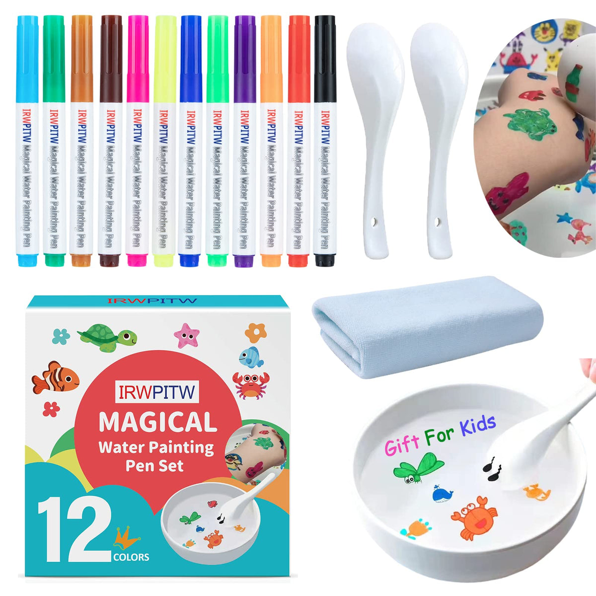 IRWPITW Magic Drawing Pen Bundle – 12-Color Water Pens for Kids