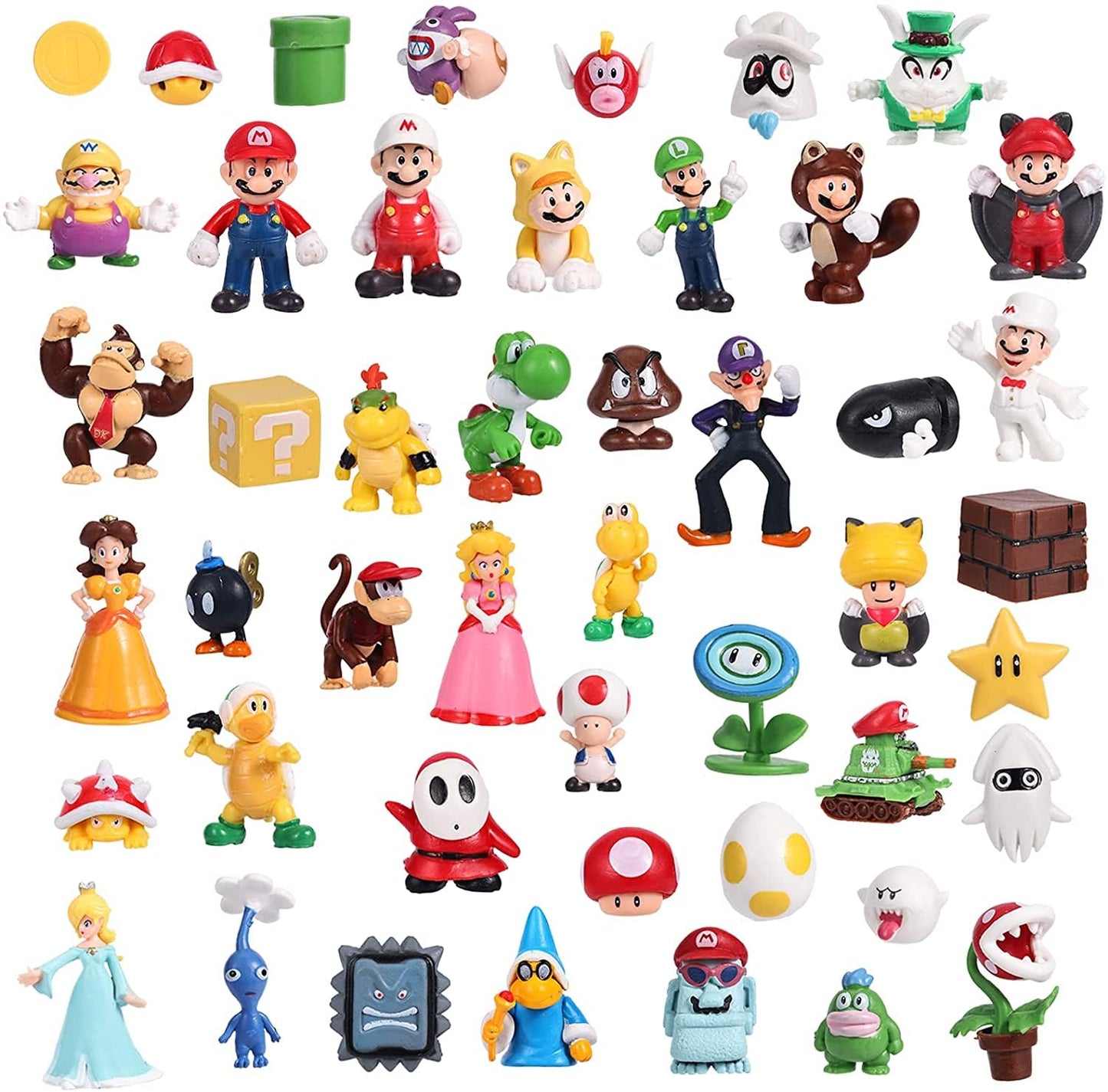 Isaneihas 48-Piece Mario Figures Set – Luigi, Yoshi & Bros 2-Inch Action Figures