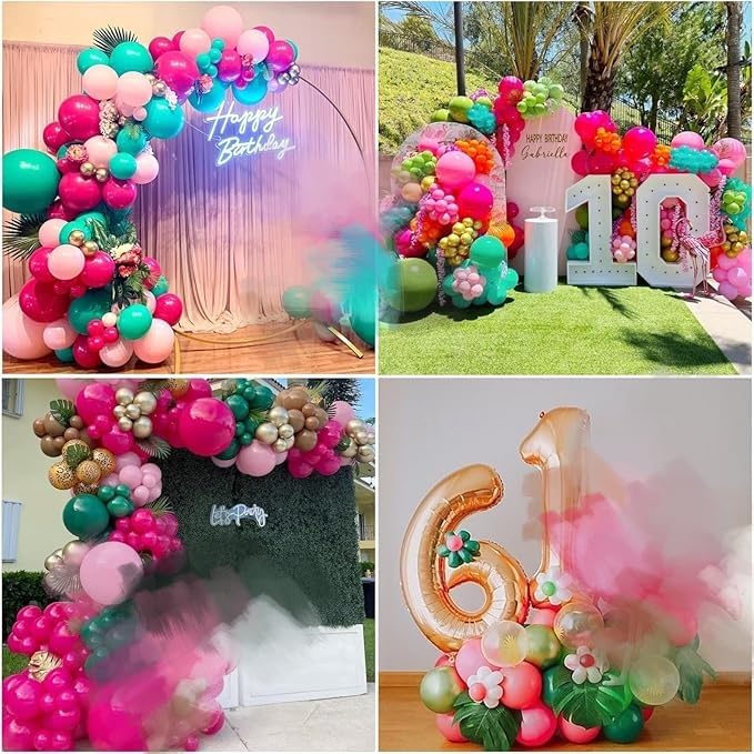 Isndare Pink Flamingo Balloons Garland Arch Kit | Tropical Party Decor for Summer, Beach, Luau