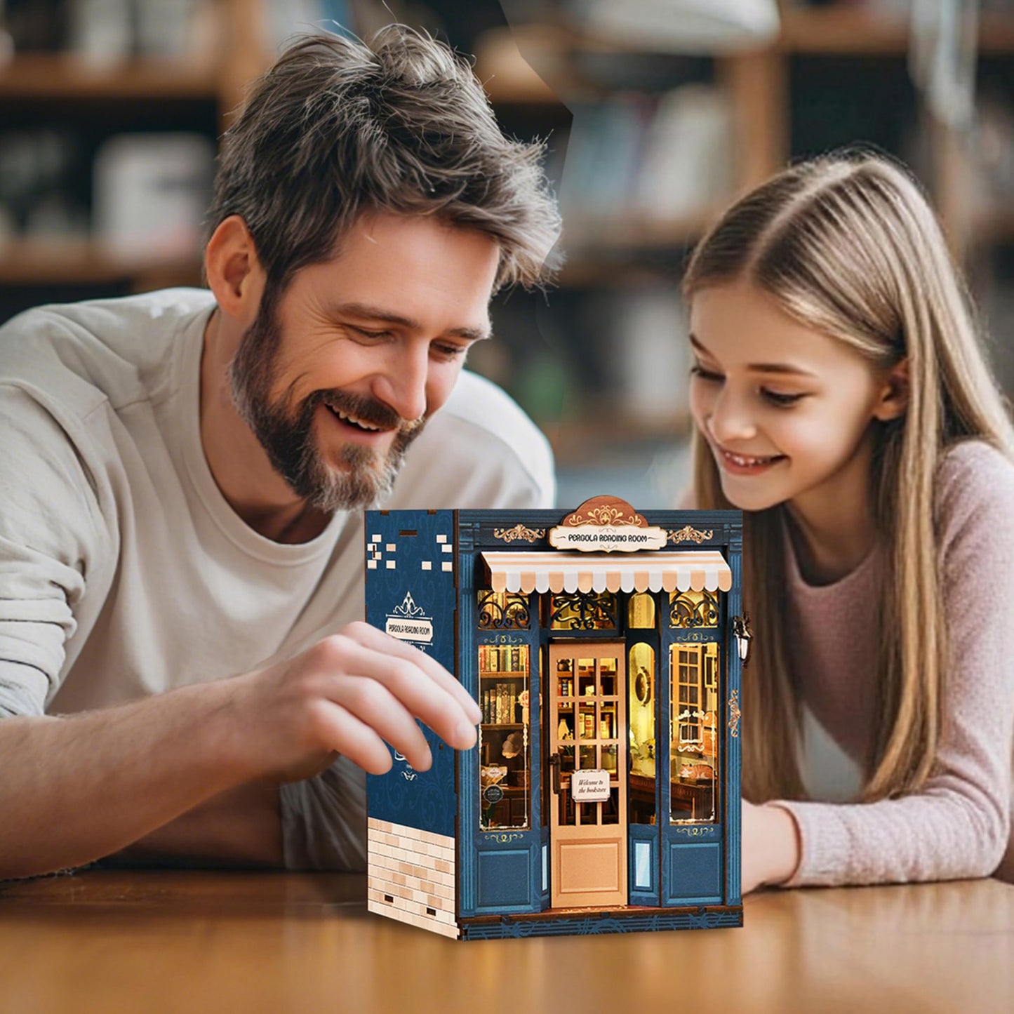 ISSEVE Book Nook Kit – DIY Miniature Library for Adults | 3D Wooden Puzzle & Dollhouse Decor
