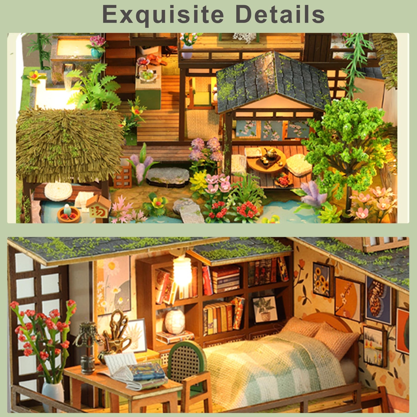 ISSEVE DIY Miniature House Kit – Tiny Dollhouse for Adults, Spring Courtyard