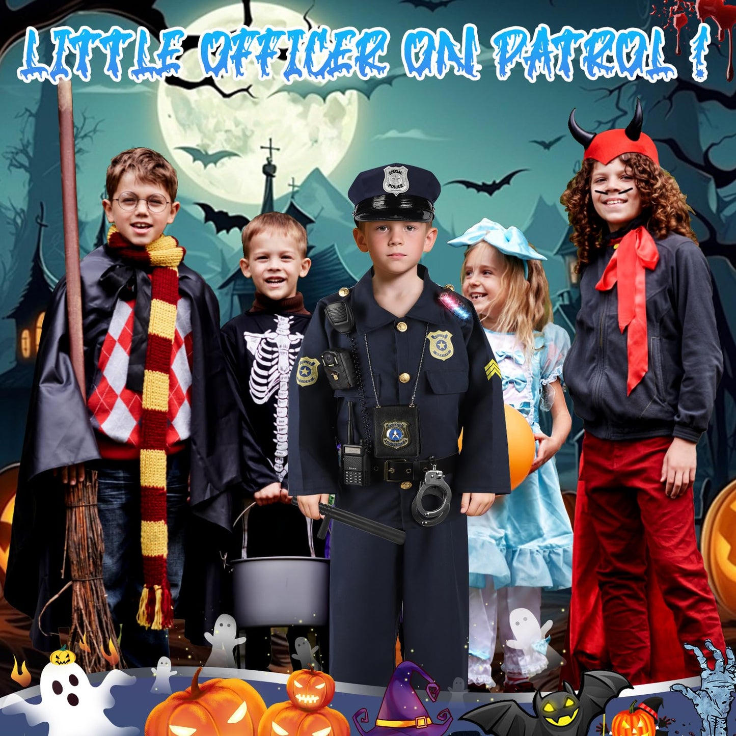 IVENRXIU Kids Police Costume Set – Dress Up Dress-Up Role Play with Complete Accessories