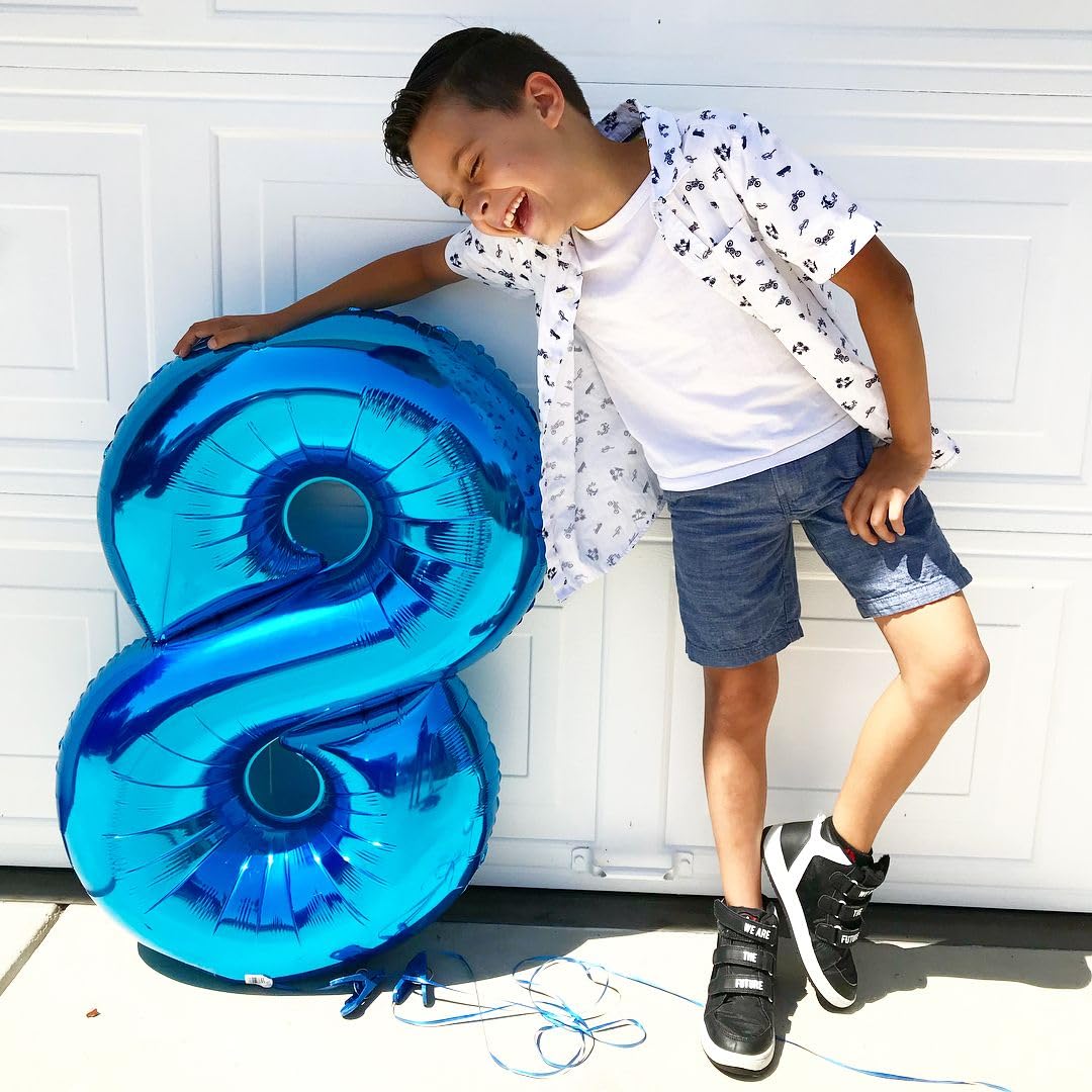 IWERP Navy Blue 40-Inch Number 8 Balloon | Blue Birthday Decorations & 8th Birthday Party Supplies