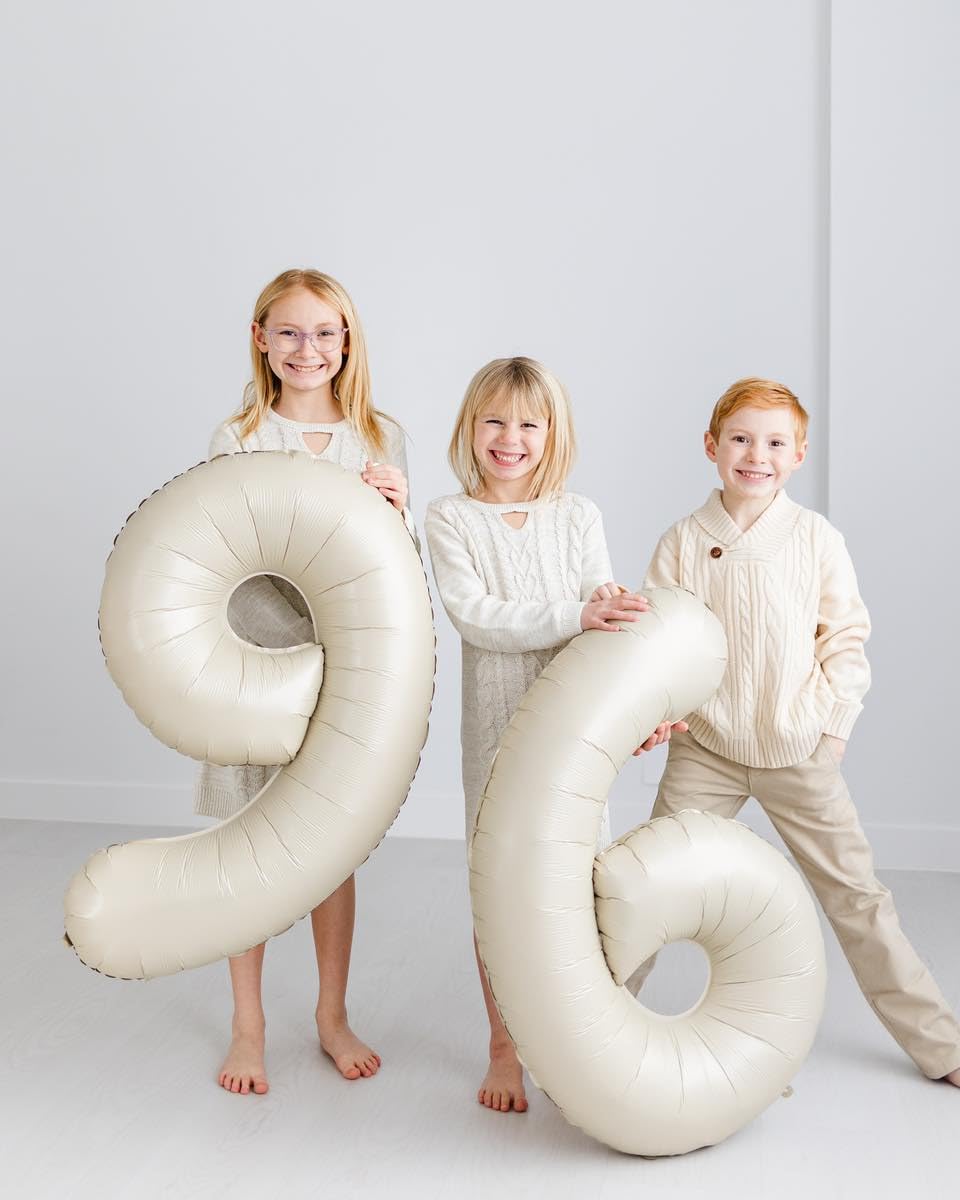 IWERP Cream Number 8 Balloon 40 Inch – 8th Birthday Decorations, Cream Party Supplies
