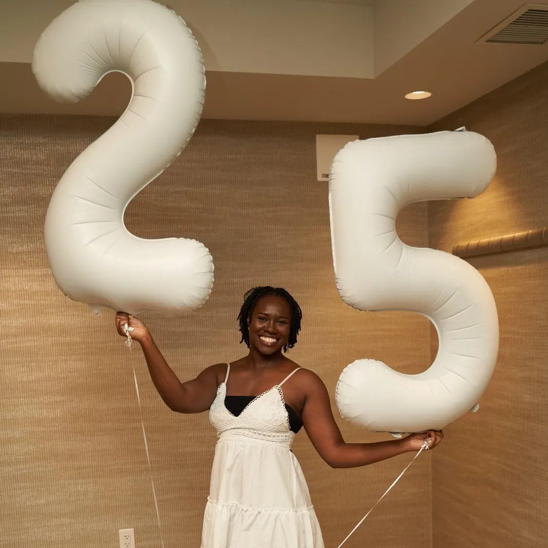 IWERP Cream 25th Birthday Balloon - 40-Inch Cream Number Balloon for 25th Birthday & Anniversary