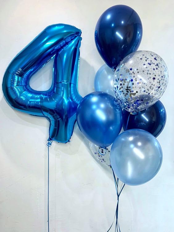 IWERP Metallic Blue Number 4 Balloon 40 Inch – Fourth Birthday Decorations, Navy Blue Party Supplies