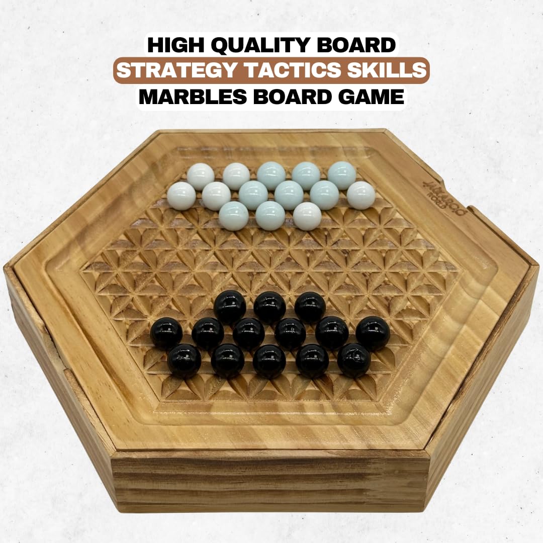 Jackaroo World Abalone Board Game – Premium Wooden Marble Strategy for 2 Players