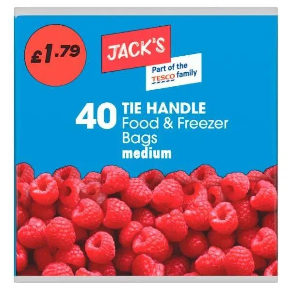 Jacks 40 Tie Handle Food & Freezer Bags Medium - 40pk