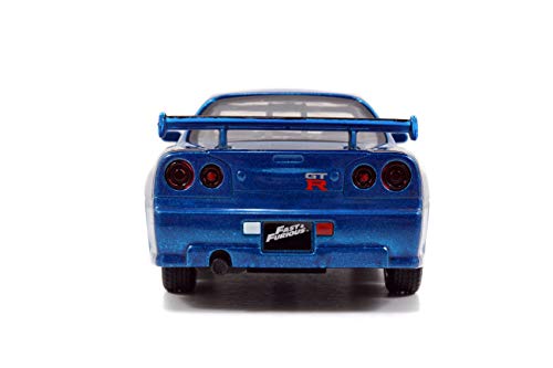 Jada Fast & Furious Brian's Nissan Skyline GT-R R34 Twin-Pack – 1:32 Die-Cast Cars (Silver & Blue)