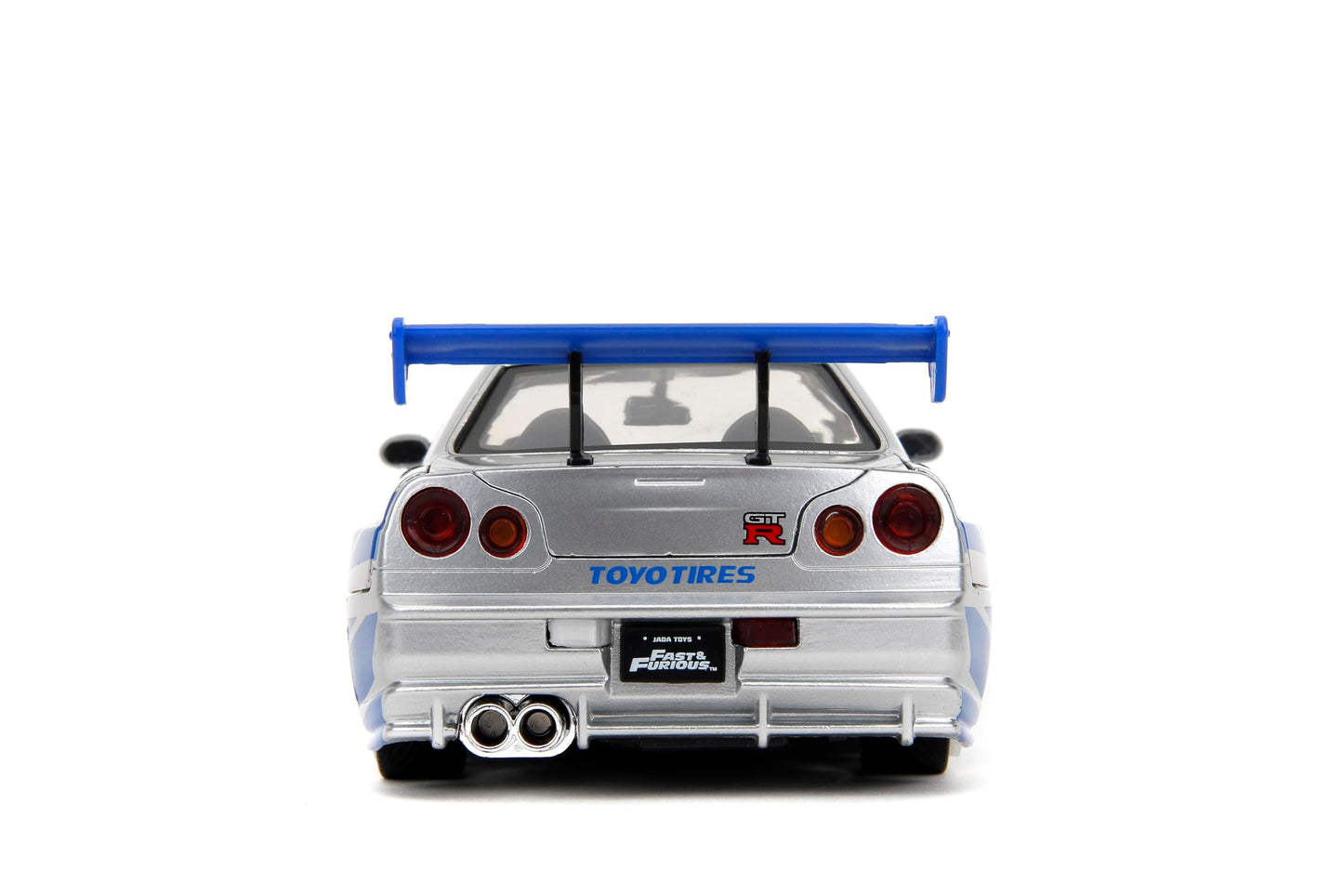Jada Toys Fast & Furious Brian’s 2002 Nissan Skyline R34 Die-Cast Car 1:24 Scale — Silver & Blue (Licensed)