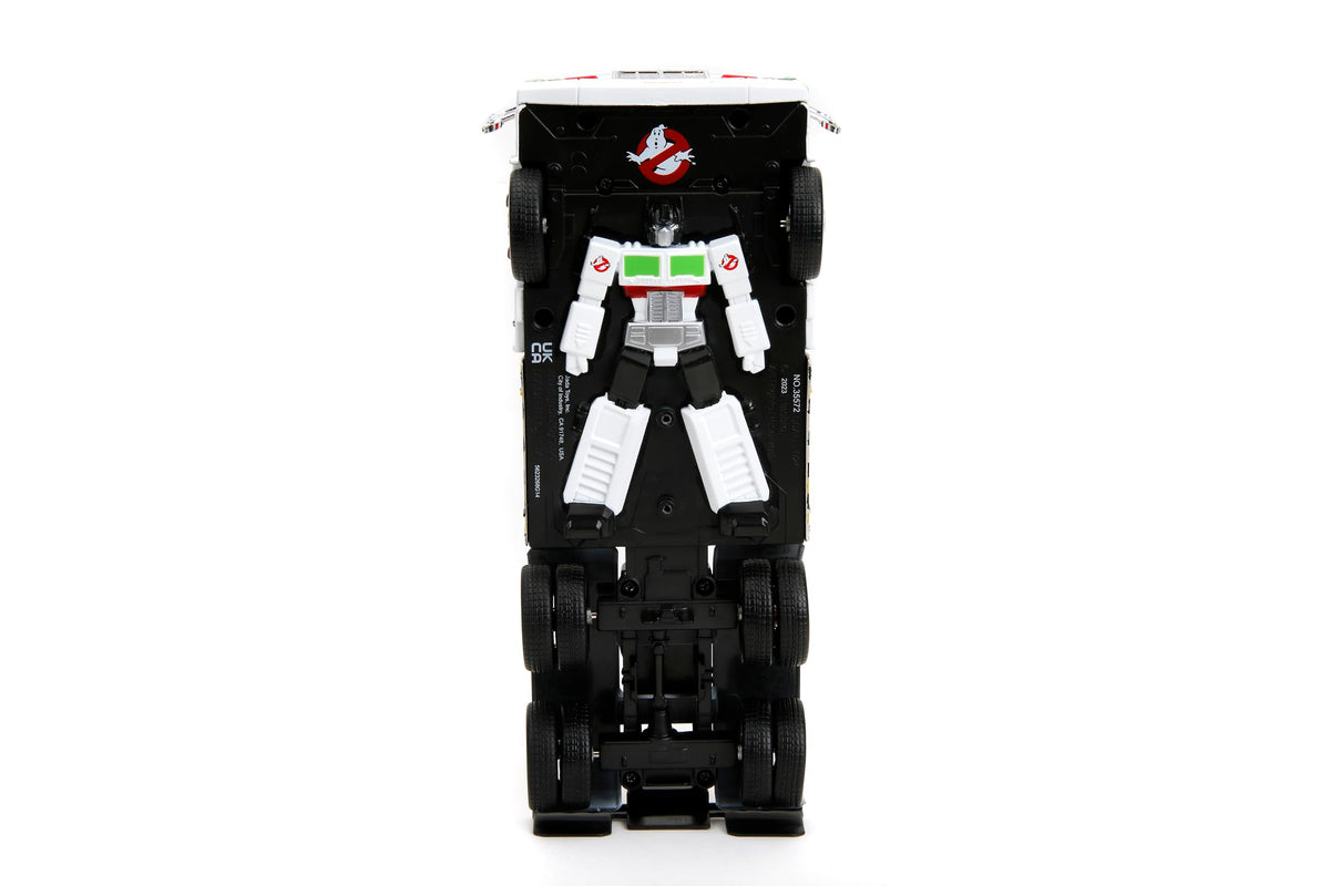 Jada Toys Transformers G1 Optimus Prime Big Rig with Ghostbusters Ecto-1 Graphics - 1:24 Die-Cast