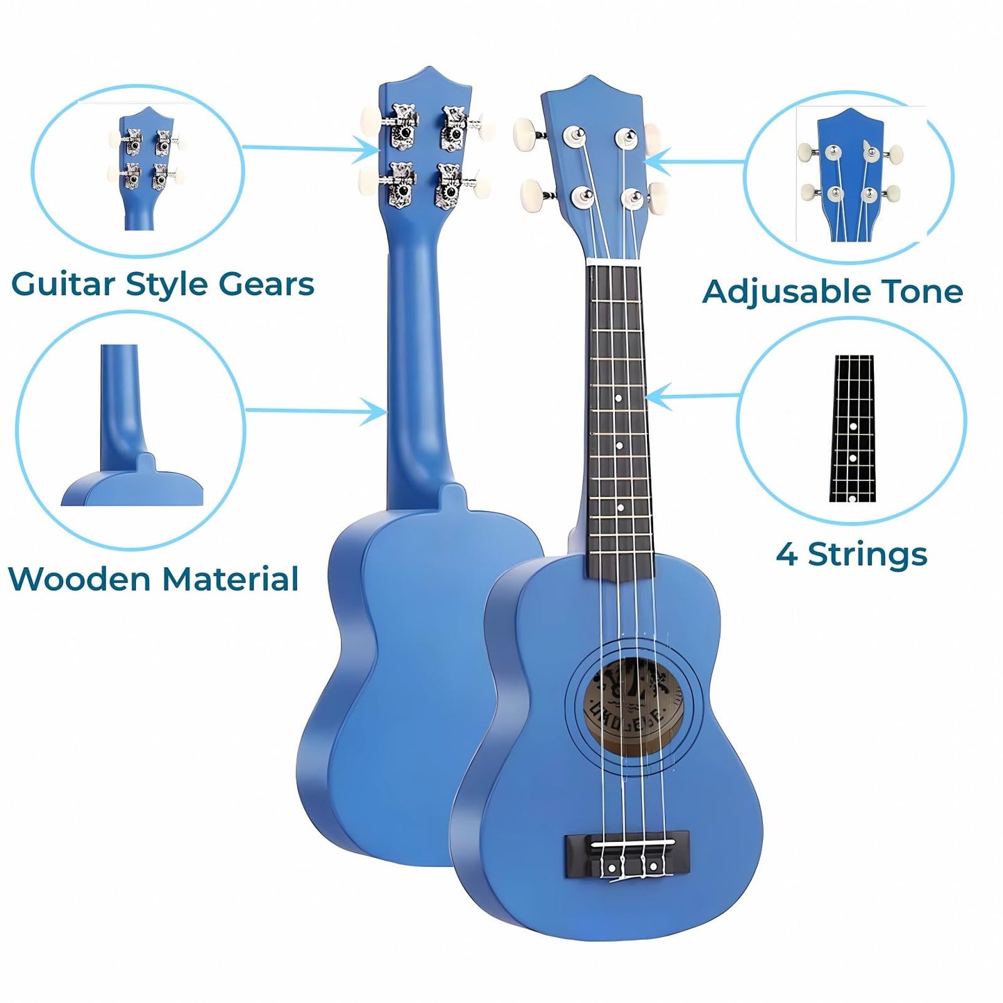 Jakeloo 21-Inch Wooden Kids Acoustic Guitar (Blue) – Ages 3-9