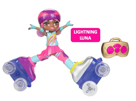 JAKKS Pacific Rock N Rollerskate Doll Lightning Luna – Light-Up Remote Control Skates, 10-inch High