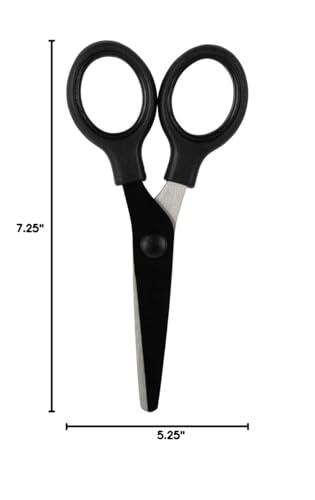 JAM Paper Mini Scissors – 5-Inch Black, Soft Grip & Stainless Steel Blades