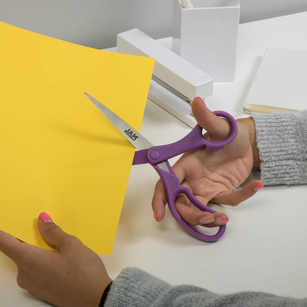 JAM Paper 8-Inch Purple Precision Scissors – Ergonomic Handle & Stainless Steel Blades