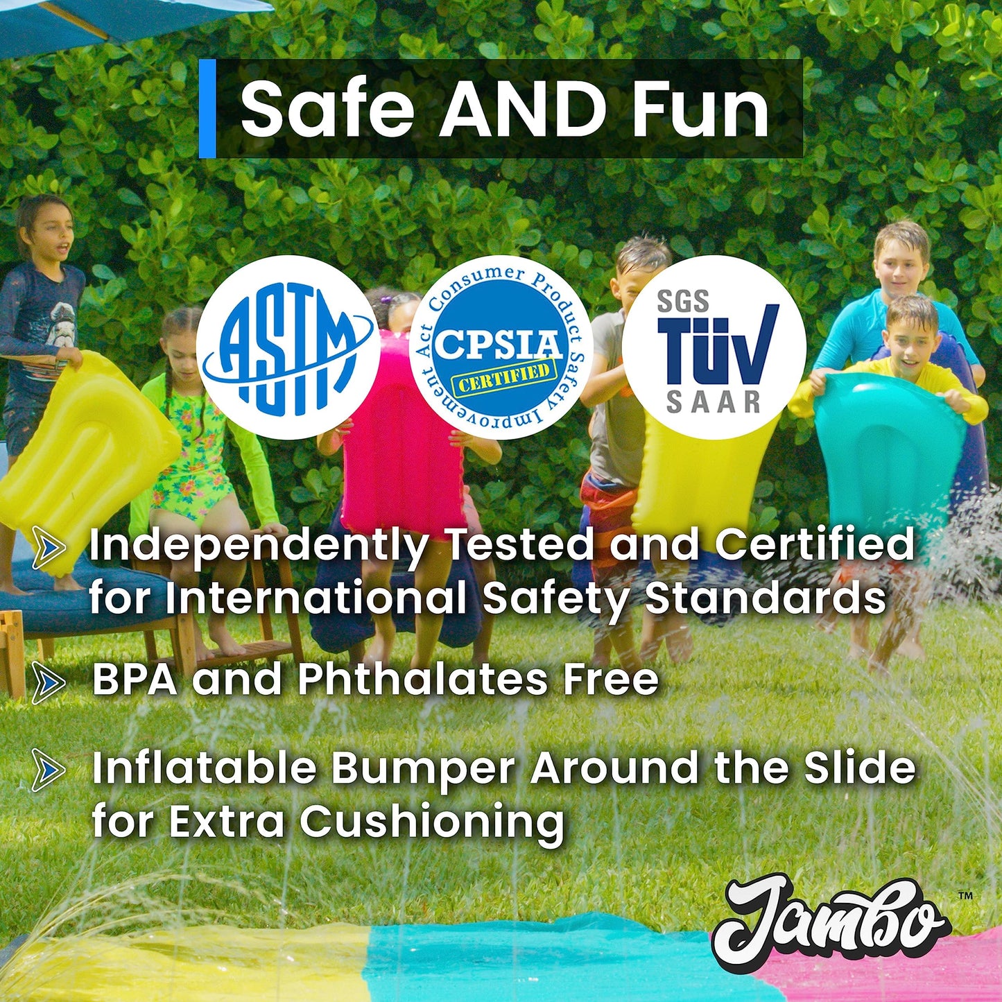 JAMBO XL 20Ft Premium Slip Splash & Slide – 3-Lane Backyard Water Park