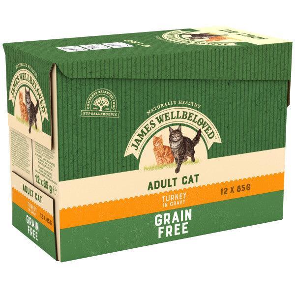 James Wellbeloved Adult Cat Grain Free Turkey in Gravy Pouches 12 x 85g
