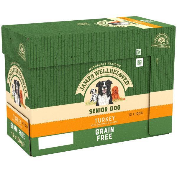 James Wellbeloved Dog Senior Grain Free Trky Grv Pch 4x12x100g